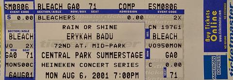 Erykah Badu Vintage Ticket
