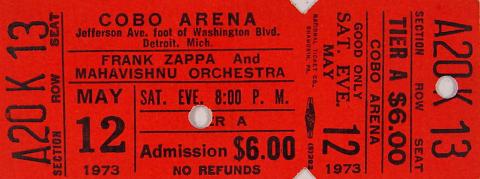 Frank Zappa Vintage Ticket