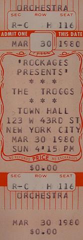 The Troggs Vintage Ticket