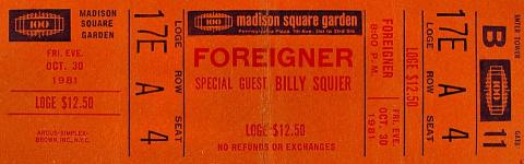 Foreigner Vintage Ticket