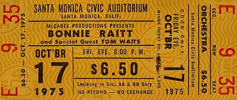 Bonnie Raitt Vintage Ticket