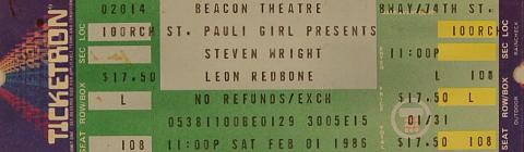 Steven Wright Vintage Ticket