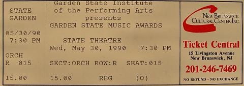 Garden State Music Awards Vintage Ticket