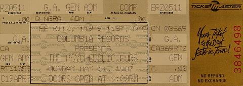 The Psychedelic Furs Vintage Ticket