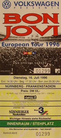 Bon Jovi Vintage Ticket