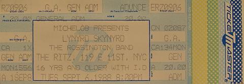 Lynyrd Skynyrd Vintage Ticket