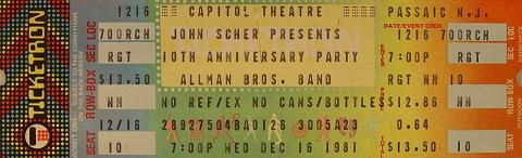 Capitol Theatre 10th Anniversary Party Vintage Ticket