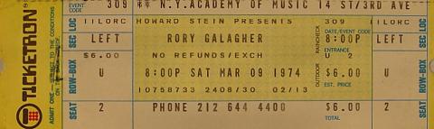 Rory Gallagher Vintage Ticket