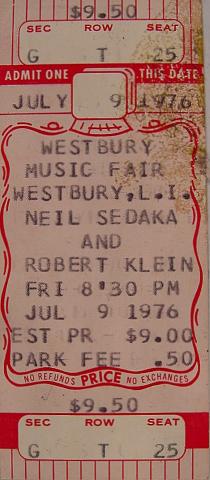 Neil Sedaka Vintage Ticket