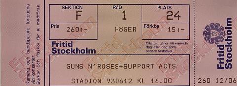 Guns N' Roses Vintage Ticket