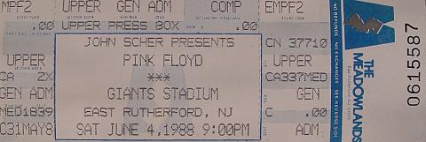 Pink Floyd Vintage Ticket