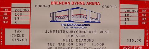 Neil Diamond Vintage Ticket