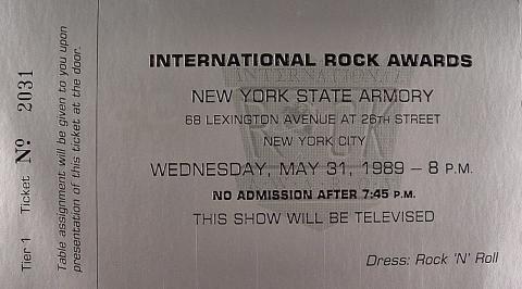 International Rock Awards Vintage Ticket
