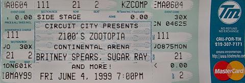 Britney Spears Vintage Ticket