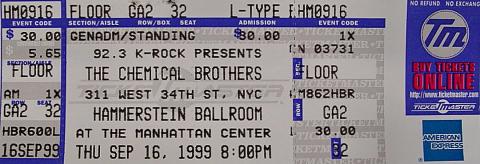 The Chemical Brothers Vintage Ticket