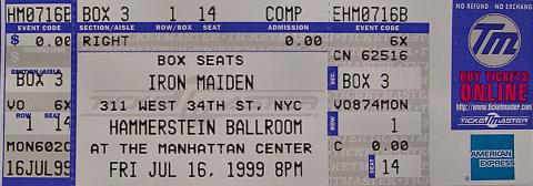 Iron Maiden Vintage Ticket