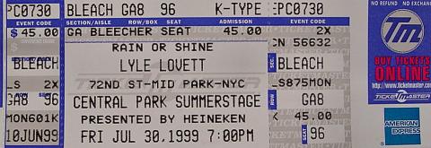 Lyle Lovett Vintage Ticket