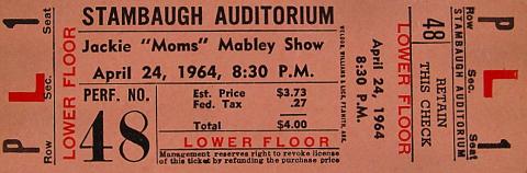 Jackie "Moms" Mabley Show Vintage Ticket
