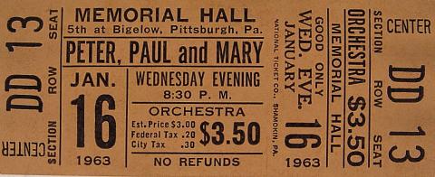 Peter, Paul & Mary Vintage Ticket