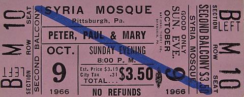 Peter, Paul & Mary Vintage Ticket