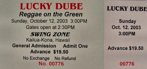 Lucky Dube Vintage Ticket