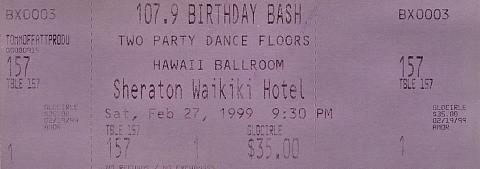 107.9 Birthday Bash Vintage Ticket