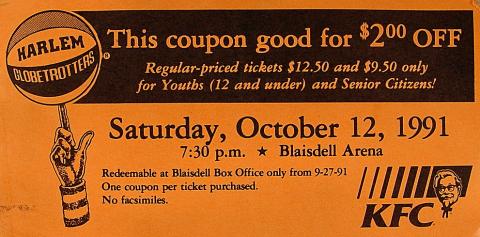 Harlem Globetrotters Vintage Ticket