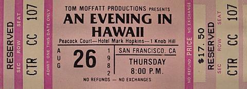 An Evening In Hawaii Vintage Ticket