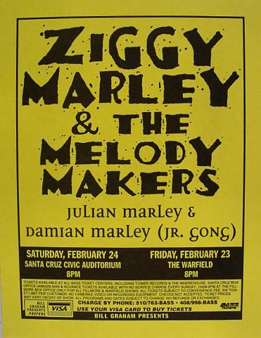 Ziggy Marley & the Melody Makers Handbill