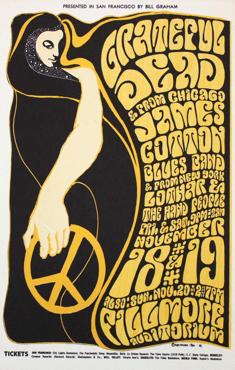 Grateful Dead Handbill ヴィンテージ ポストカード Grateful Dead Vintage Concert Handbill from Fillmore Auditorium