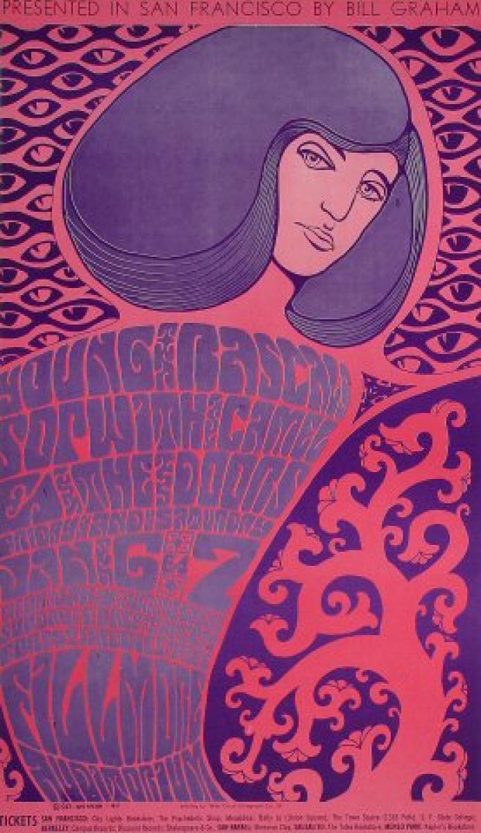 The Doors Vintage Concert Poster from Fillmore Auditorium, Jan 6