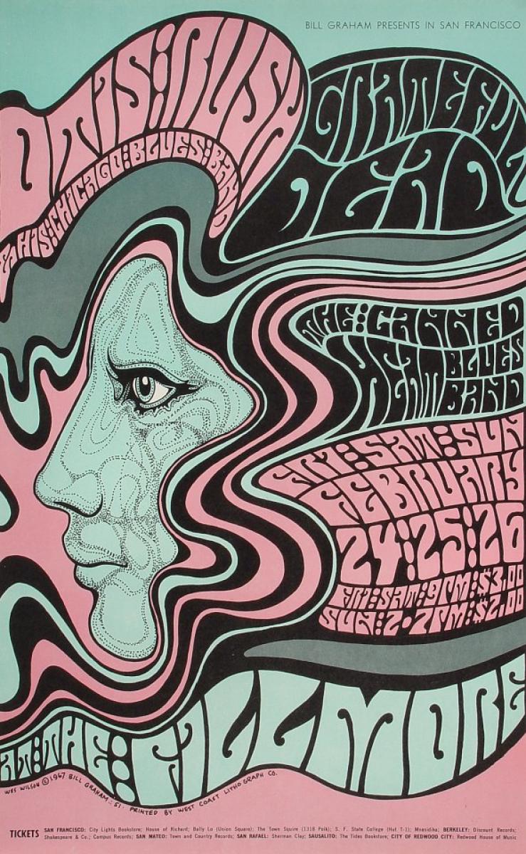 u*3様 GRATEFUL DEAD vintage poster Grateful Dead Vintage Concert Poster from Fillmore Auditorium, Feb