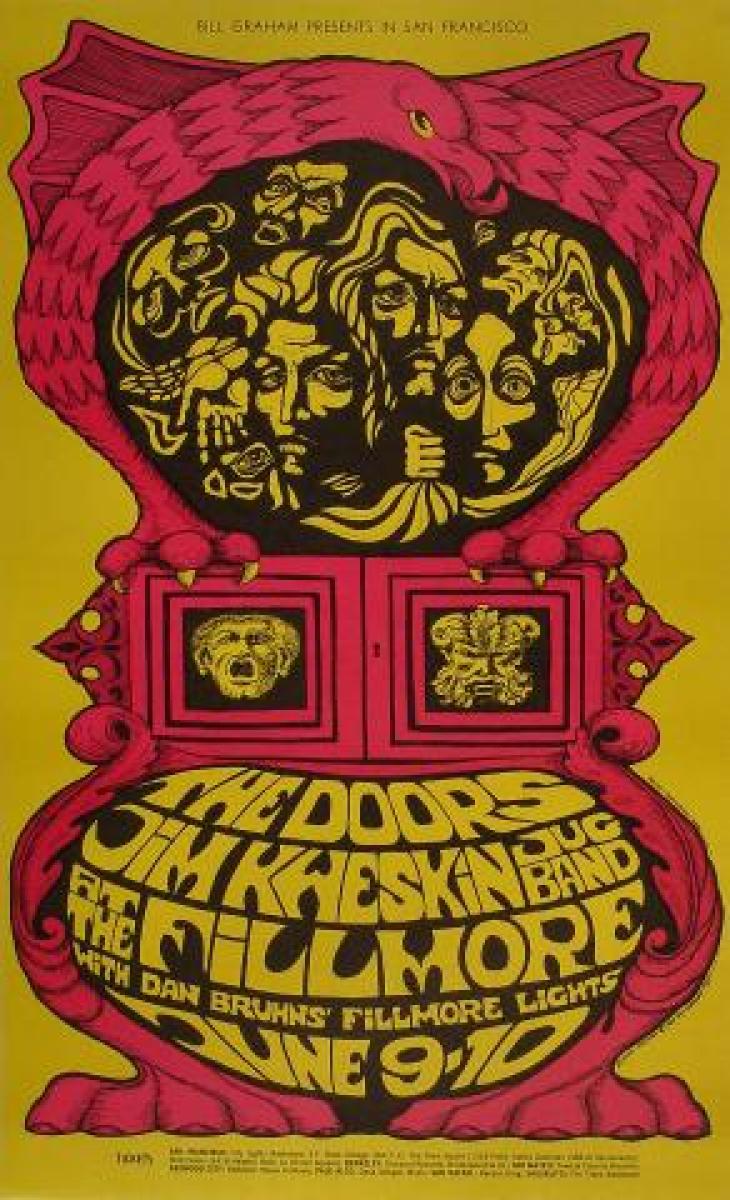 The Doors Vintage Concert Poster from Fillmore Auditorium, Jun 9