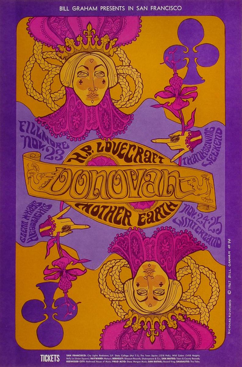 Donovan Vintage Concert Poster from Fillmore Auditorium, Nov 23