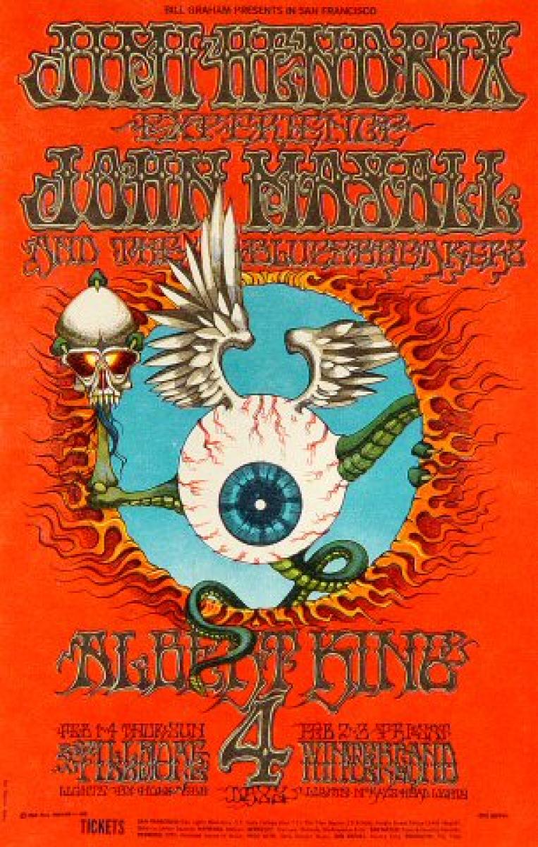 Jimi Hendrix Experience Vintage Concert Postcard from Fillmore