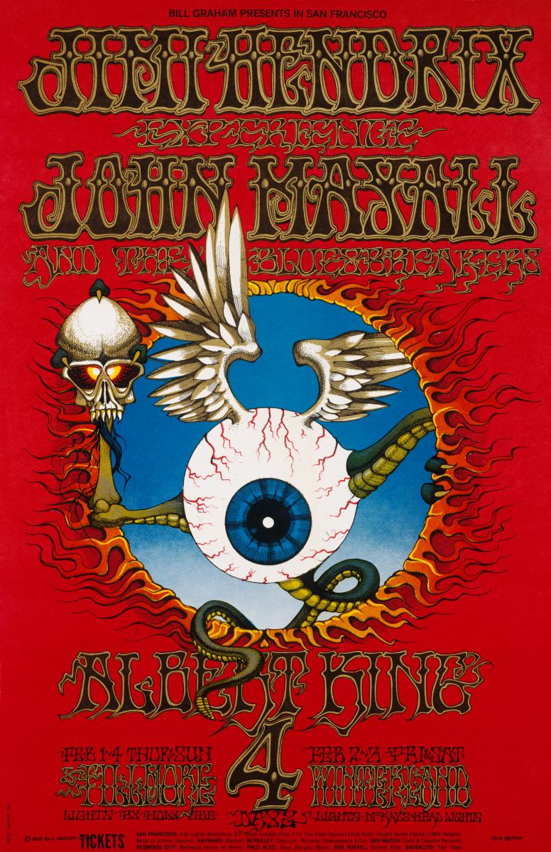 Dead stock Jimi Hendrix ヴィンテージポスター！1979年 Bonhams : Jimi Hendrix: An Original Explosion Poster, 1968,