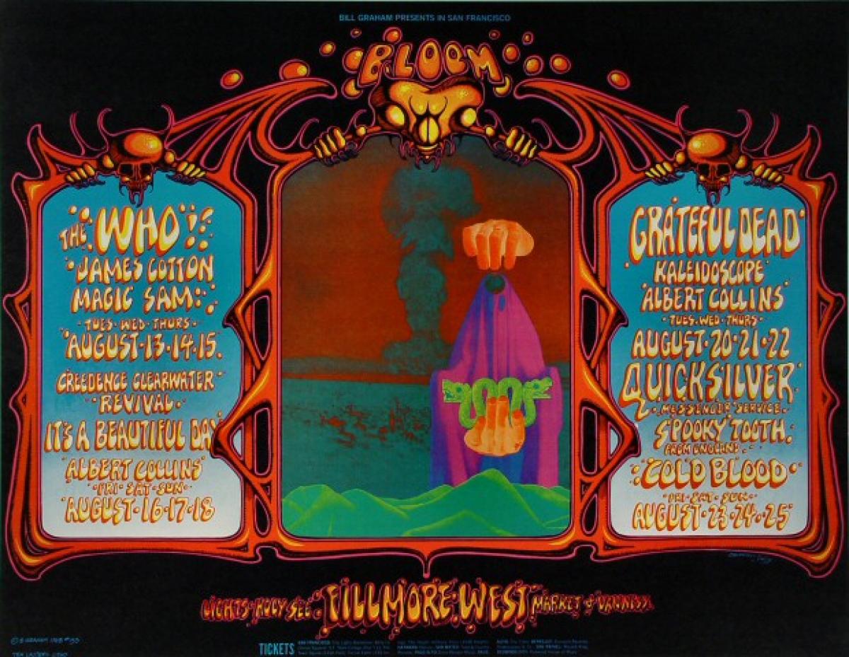 The Who Vintage Concert Poster from Fillmore West, Aug 13, 1968 at