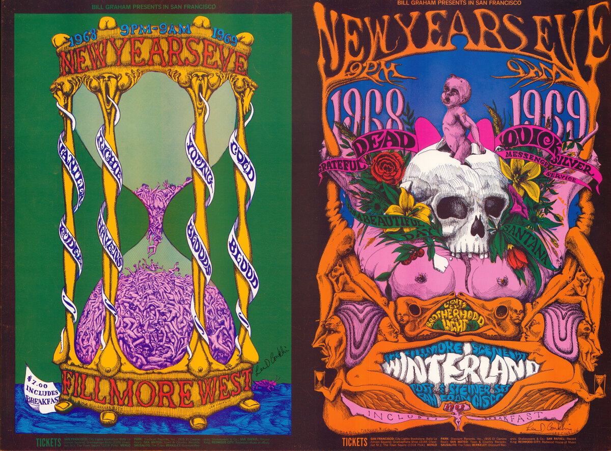 Grateful Dead Vintage Concert Poster from Winterland, Dec 31, 1968