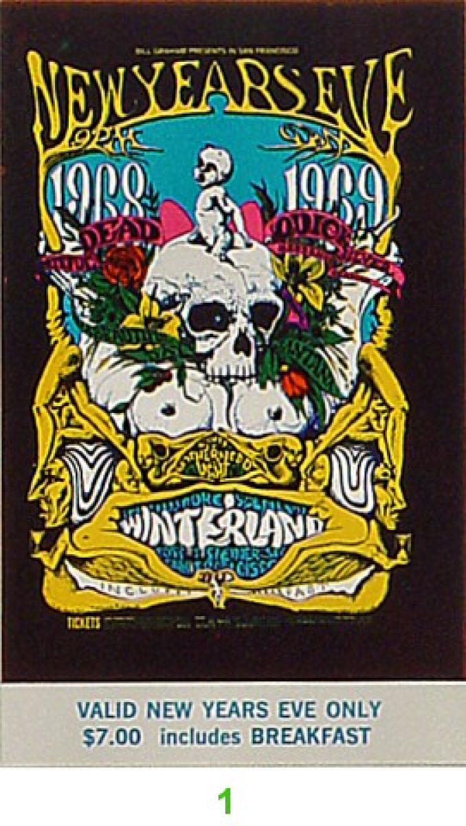 限定 正規品 貴重 Grateful Dead Vintage Ticket Grateful Dead Vintage Concert Vintage Ticket from Winterland, Dec