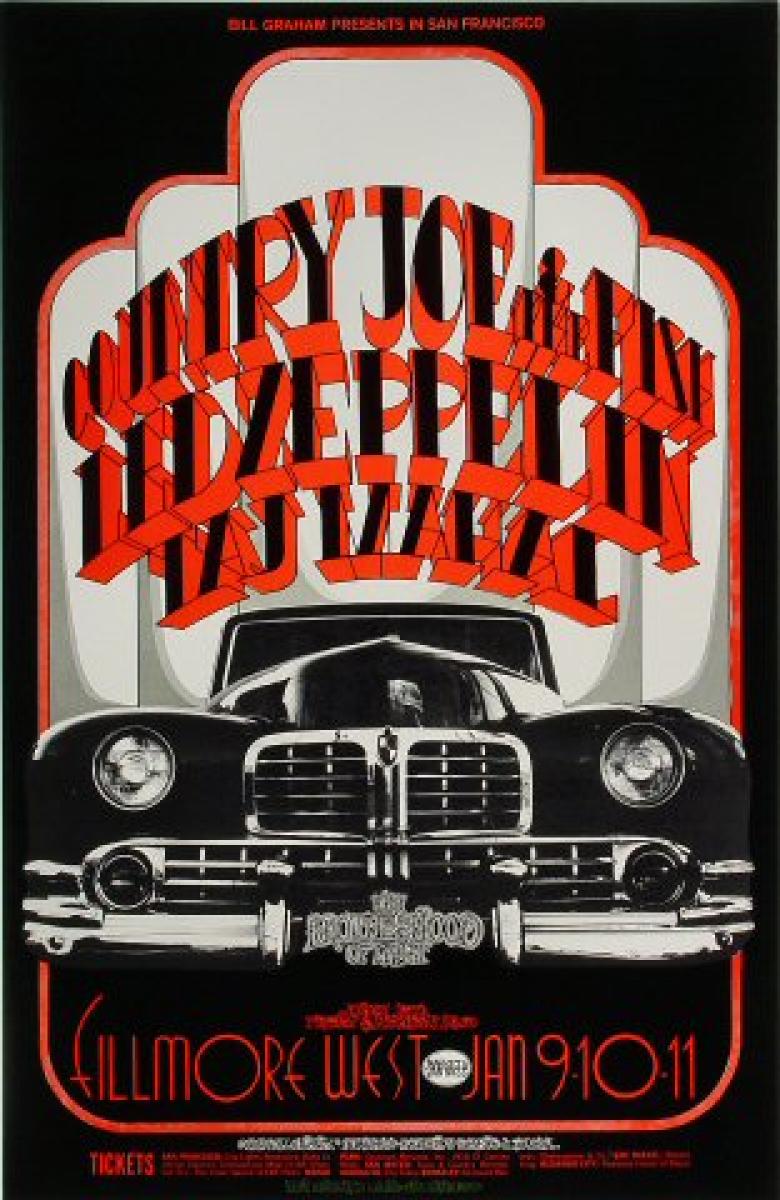 Led Zeppelin Vintage Concert Poster from Fillmore West, Jan 9