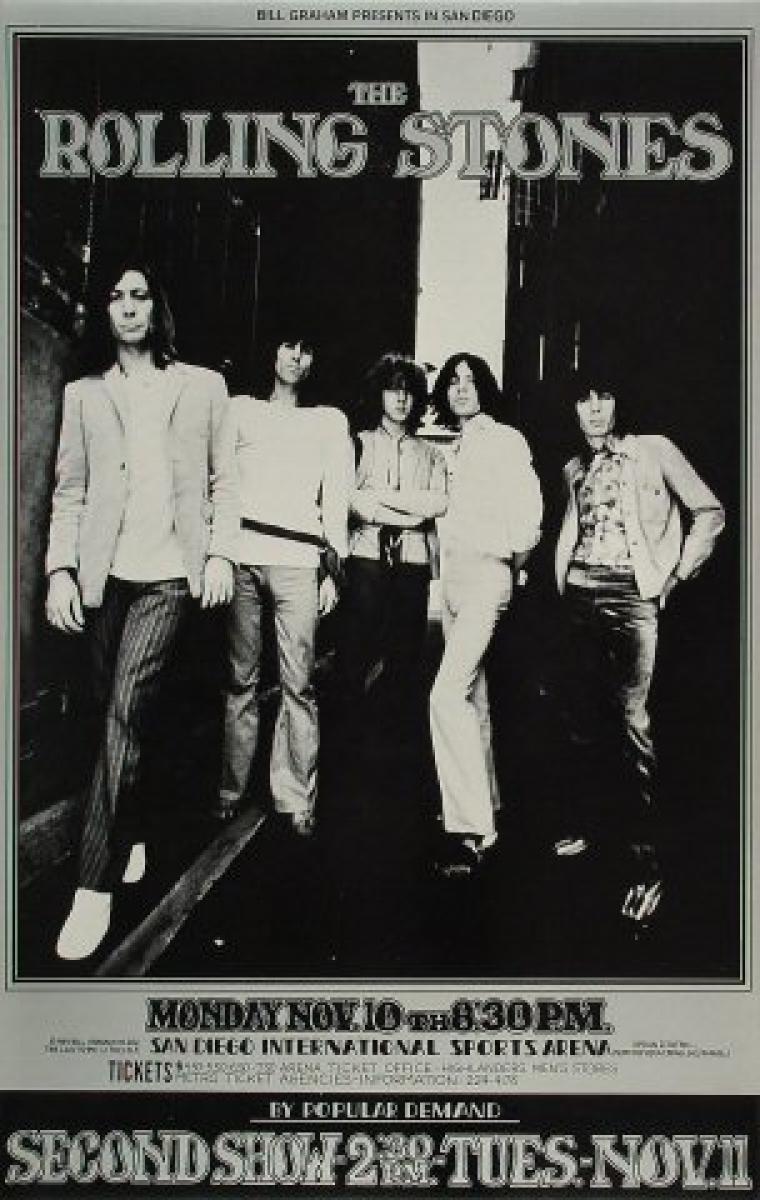 The Rolling Stones Vintage Concert Poster from San Diego Sports