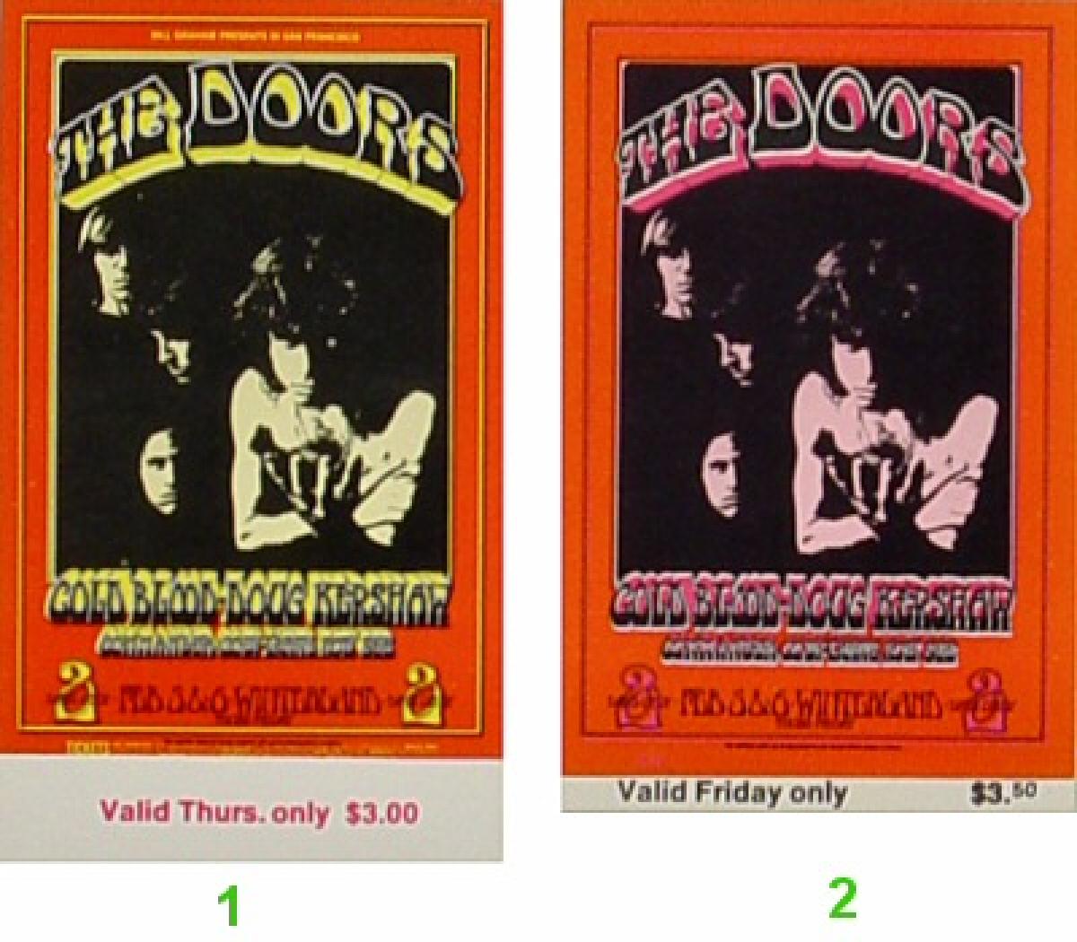 The Doors Vintage Concert Vintage Ticket from Winterland, Feb 5
