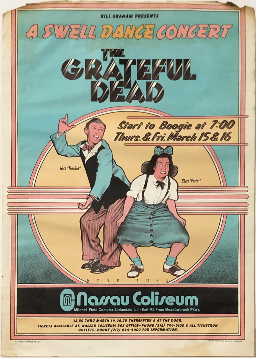 GRATEFUL DEAD グレイトフルデッド コンサートポスター ビンテージ Grateful Dead Skeleton and Roses FD-26 Concert Poster Headlines