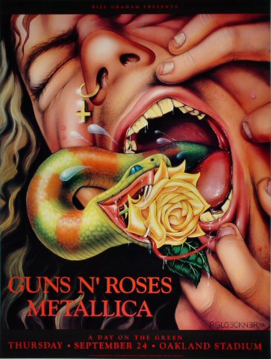Guns N' Roses Vintage Concert Poster from Oakland Coliseum Stadium