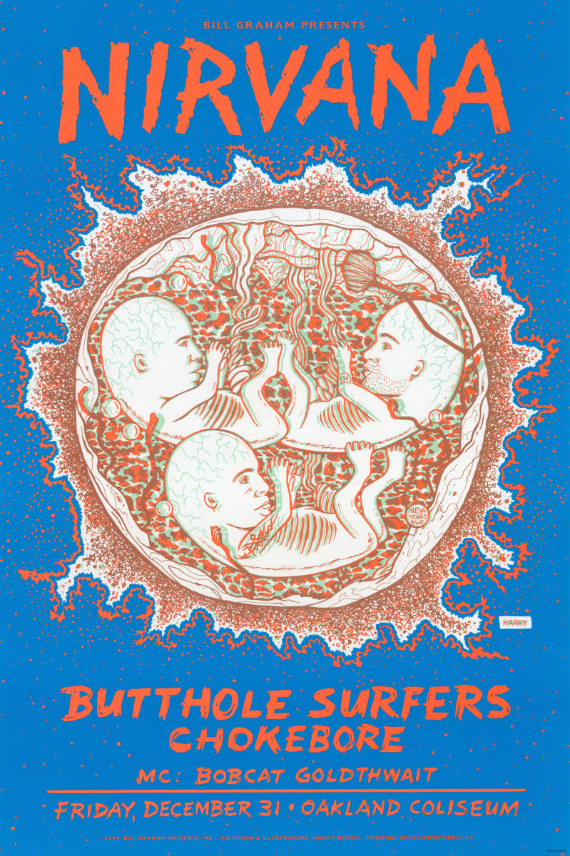 Nirvana Vintage Concert Poster from Oakland Coliseum Arena, Dec 31