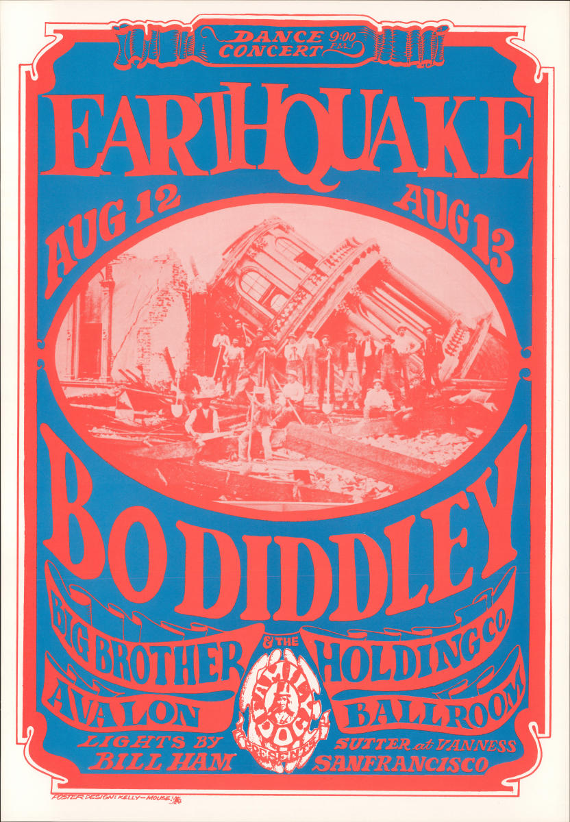 レア!ポスター付 レコード新品同様! Wally刻印 1979年発売 US盤 Bo Diddley Vintage Concert Poster from Avalon Ballroom, Aug 12