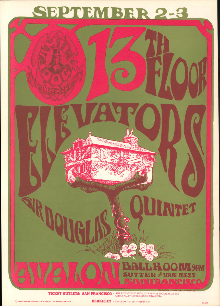 13th Floor Elevators Vintage Concert Poster from Avalon Ballroom