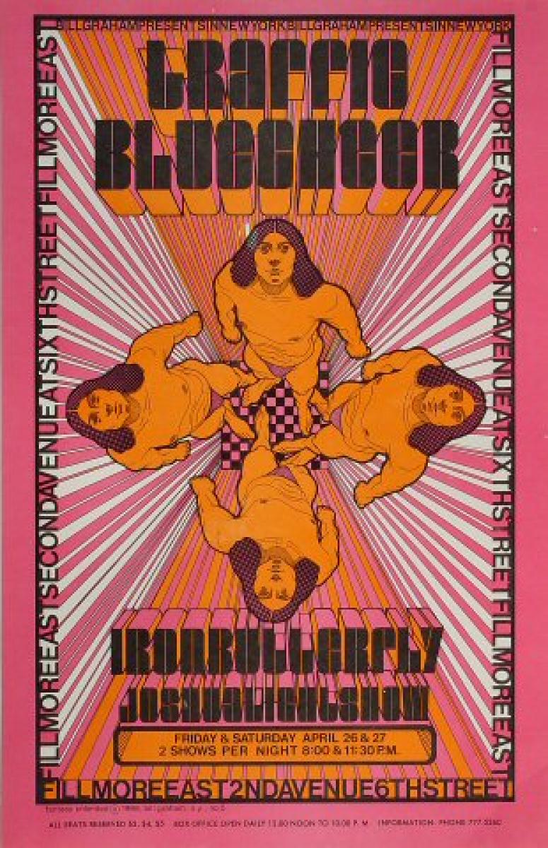 Traffic Vintage Concert Poster from Fillmore East, Apr 26, 1968 at