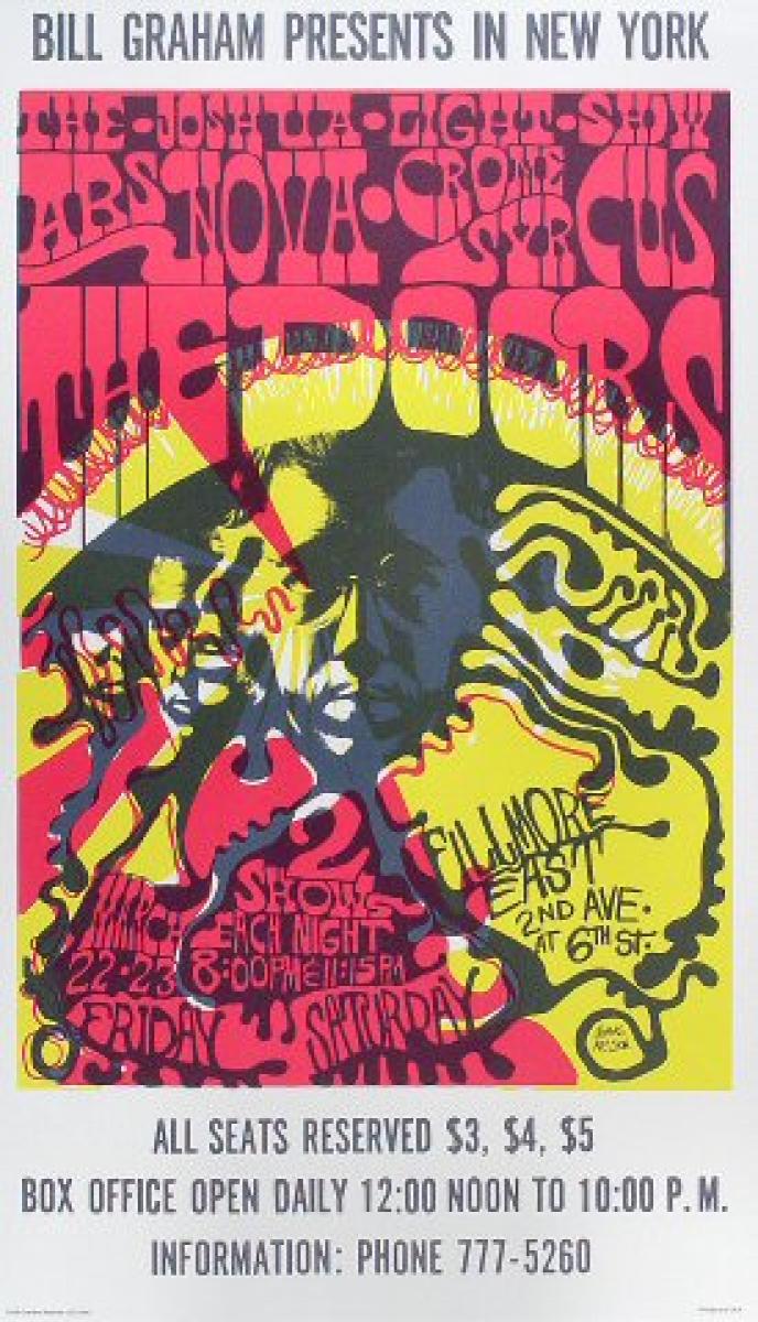 The Doors Vintage Concert Poster from Fillmore East, Mar 22, 1968