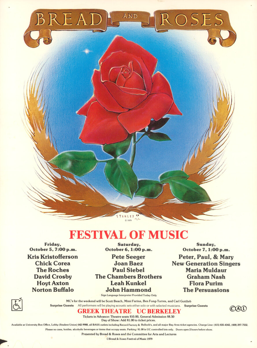 音月桂さん掲載ページ（ポスターサイズ）#10585 Bread and Roses Festival Vintage Concert Poster from Greek Theatre